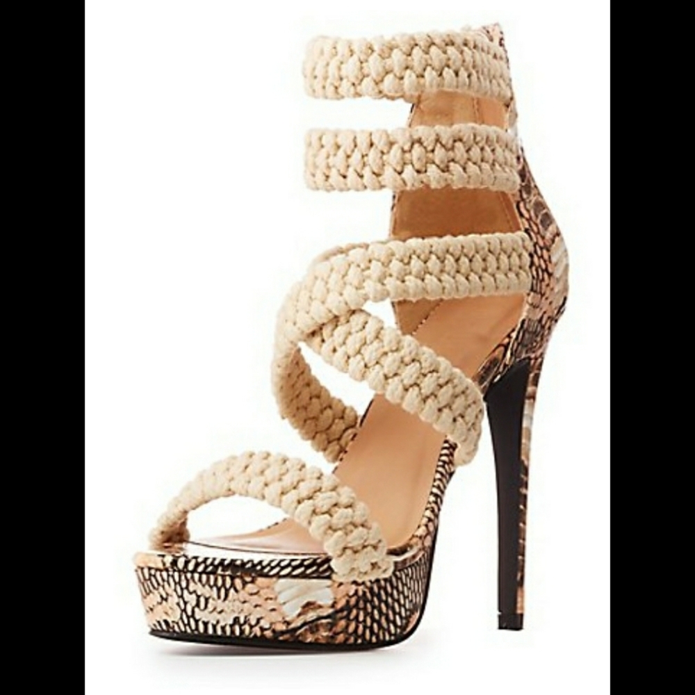 Charlotte Russe Nude Snake Print Heels
